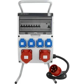 Doktorvolt Baustromverteiler mit Stecker 16A 32A 4x230V auf Ständer Mobilverteiler Stromverteiler TGD-S/FI 32A 16A 4x230V Stromverteiler Wandverteiler mit VD...