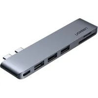 UGREEN 6-in-2 (USB C), Dockingstation + USB Hub, Grau