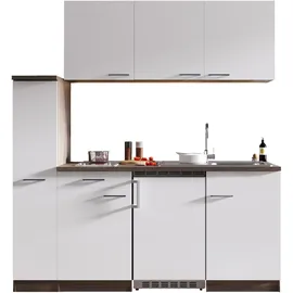 Respekta Küchenzeile Oliver E-Geräte 180 cm mit Glaskeramikkochfeld weiß/eiche york nachbildung