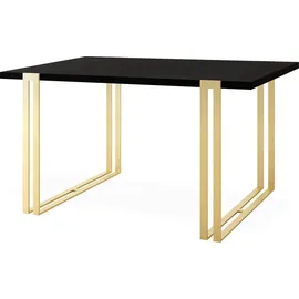 egen micha kliszczun Ausziehbarer Esstisch - Großer Tisch im Loft-Stil mit Golden Metallbeinen 140 bis 240 cm - Industrietisch für das Wohnzimmer - Spacesaver - Schwa... - Schwarz