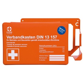 GRAMM medical Betriebsverbandkasten Mini Detect DIN 13157:2021-11 orange