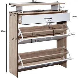 FineBuy Schuhschrank 80 x 95 x 24 cm weiß