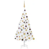 vidaXL Künstlicher Weihnachtsbaum mit LEDs Kugeln Weiß 120 cm PVC Modell 1