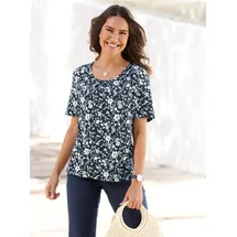 Classic Basics Sieh an! Kurzarm-Shirt in marine-hellblau-bedruckt | Gr.: 50
