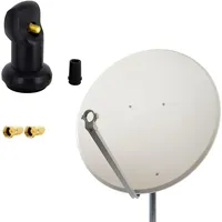 PremiumX 100cm Satellitenschüssel Aluminium Hellgrau Antenne Single LNB F-Stecker,