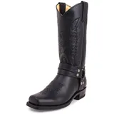 MlYJmer Herren Stiefel Western Cowboy Stiefel Motorrad Stiefel Retro Med-Calf Stiefel,Schwarz,47 EU - 47 EU