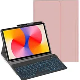 YHFZR Tastatur Hülle für iPad mini (A17 Pro) 2024, [QWERTY Layout] Slim Hülle mit 7 Farben Beleuchtung Kabellose Tastatur mit Schützhülle für iPad mini (A17 Pro 2024, 7. Generation) 8,3 Zoll, Rosa