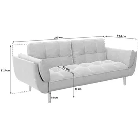 Playboy Schlafsofa Samt 2-Sitzer Grau