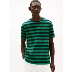 Tommy Hilfiger für Herren. MW0MW37283 T-Shirt mit aufgesetzter grüner Tasche (S), Lässig, Baumwolle, Kurzarm