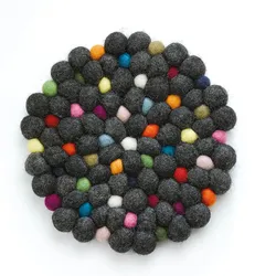 CILIO Untersetzer aus 100% Schafwolle LANA NERO rund 21 cm schwarz