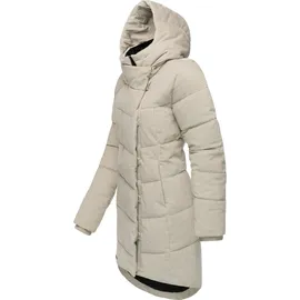 Ragwear Damen Langer Wintermantel wasserdicht in Kord-Optik warmer Steppmantel mit Samt-Haptik Pavla Cordy YOUMODO Bone Gr. 3XL - 3XL