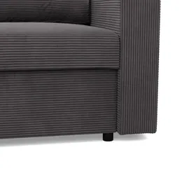 mebligo Ecksofa mit Schlaffunktion, Cord - Dunkelgrau - Grau