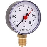 Afriso Manometer 0-6 bar, senkrecht 63563 Gehäuse 80mm Durchmesser, 1/2" Anschluss