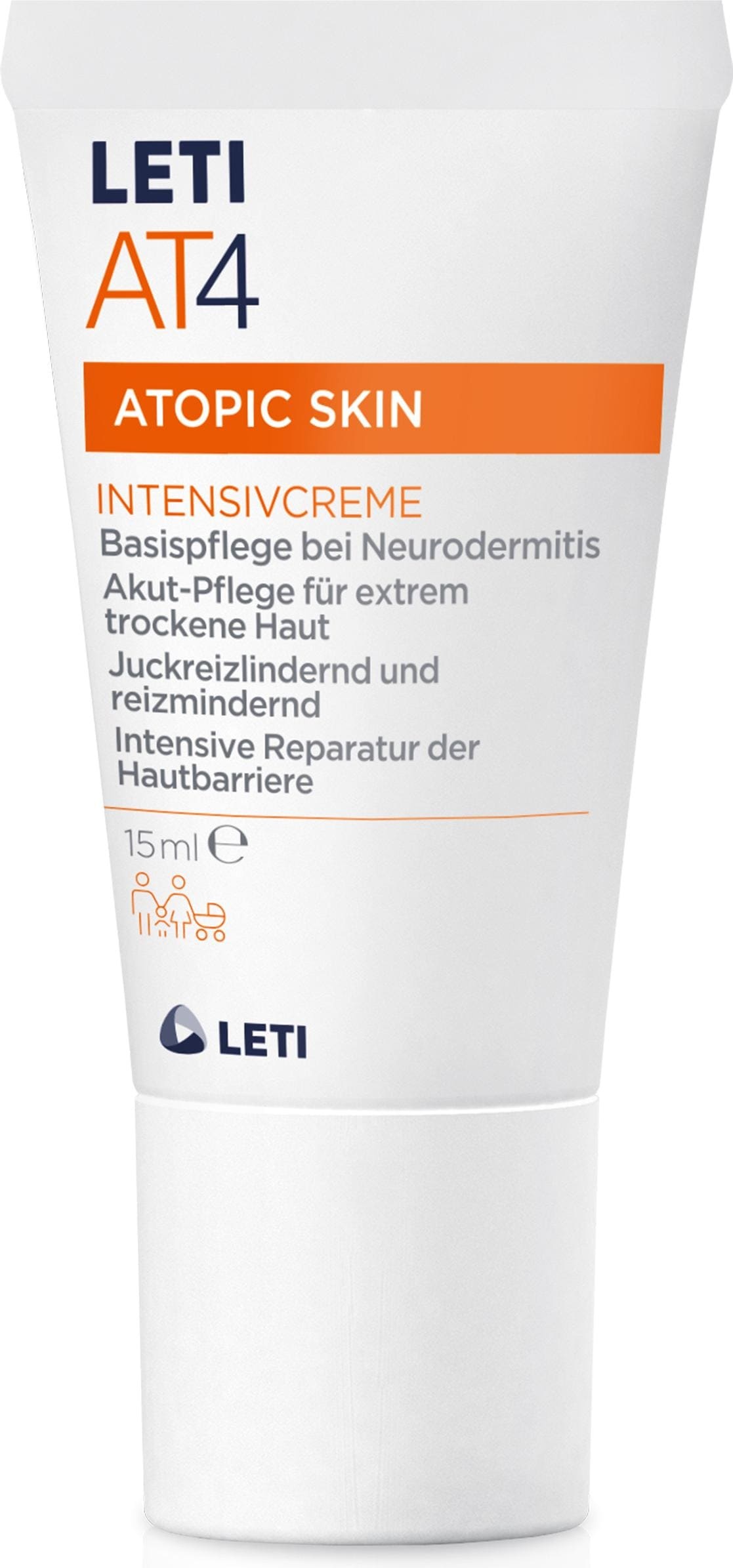Leti, Gesichtscreme, AT4 Atopic Skin Intensivcreme bei Neurodermitis, 15 ml Creme