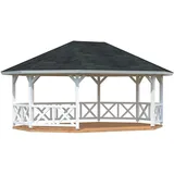 Palmako Pavillon Betty 25,0 m2 Weiß Grundiert 615 cm x 551 cm