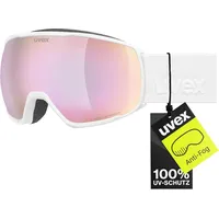 Uvex victorious FM Brillenträger Skibrille (1230 white matt, mirror rose/green clear (S2))
