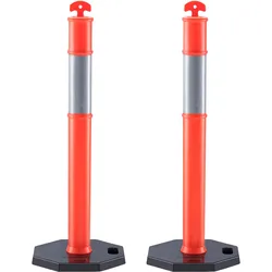 VEVOR Verkehrshütchen Verkehr Absperrpfosten 2 Stk. 430 x 430 mm Sockel Warnkegel Verkehrsleitkegel Reflektierende Warnleitkegel, Leitpfostenkegel Straßensperrpfosten Sicherheitspfosten Rot