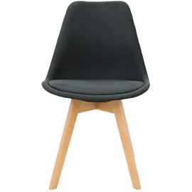 ML-Design 4er Set Esszimmerstühle Skandinavisches Retro Polsterstuhl Schwarz Leinenbezug mit Rückenlehne, - Schwarz