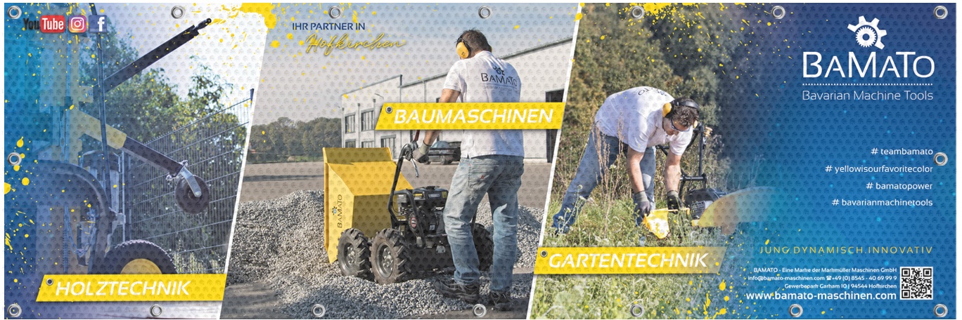 BAMATO Werbebanner mit hochwertigem Druck auf Meshplane (Motiv 2)