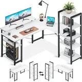luxuskollektion Eckschreibtisch Eckschreibtisch L-Form mit Regal, Monitorständer, Weiß 140×137cm