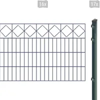 Arvotec Doppelstabmattenzaun "EXCLUSIVE 80 zum Einbetonieren "Karo" mit Zierleiste" Zaunelemente Zaunhöhe 80 cm, Zaunlänge 2 - 60 m Gr. H/L: 80cm x 32 m, Pfosten: 17 St., grau (anthrazit)