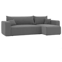 Ecksofa L-Form Castelo Poso 34 Graphit Cord mit Schlaffunktion und Bettkasten - Dunkelgrau