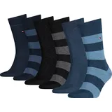 Tommy Hilfiger Herren Socken 6er Pack - RUGBY SOCK 6P ECOM, gestreift, blau 39-42