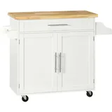 Homcom Küchenwagen mit Arbeitsplatte Gewürzregal, Weiß 109 x 40 x 89 cm