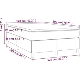 vidaXL Boxspringbett 120 x 200 cm H2 Dunkelgrau