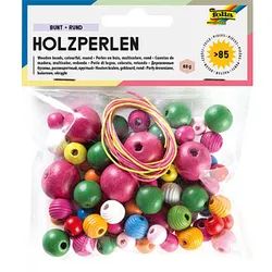 folia Bastelset Holzperlen bunt mehrfarbig