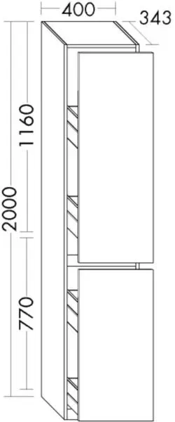 Burgbad Apothekerschrank Lin20 Melamin 2000x400x345 Eiche Dekor Silber, HSPP040F6028 HSPP040F6028