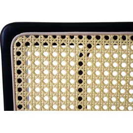Mendler 6er-Set Esszimmerstuhl HWC-K88, Lehnstuhl Stuhl, Holz Poly-Rattan Metall Bouclé ~ Stoff/Textil schwarz