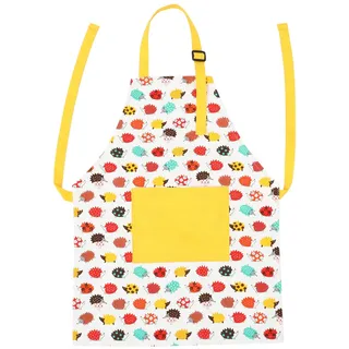 BESTonZON Kinderschürze Mit Taschen: Verstellbare Kinderschürze Bunter Igel Cartoon Für 2-6 Jahre Junge Mädche, Kochschürze Kinder Für Küche Kochen Backen Malerei Party Klein 50x 40 cm - 40 x 50 x 0.5 cm