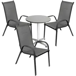 Mojawo 4-tlg. Bistro Garnitur Balkonset Garnitur Tisch + 3 Stapelstühle Ø60xH70cm