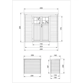 TIMBELA Gartenhaus 1,42 x 2,39 m Braun