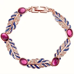 Lulu & Jane Armband Feder Metall-Legierung verziert mit Kristallen von Swarovski® in Roségold 19,0 cm Damen 
