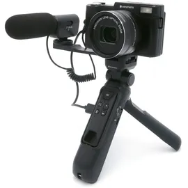 AgfaPhoto AGFA PHOTO – All-in-one-Vlogging-Set: Kamera VLG-4K Optical, Powerbank-Stativ, Fernbedienung, Mikrofon und Micro-SD-Karte (32 GB) – Verewigen S... - Schwarz
