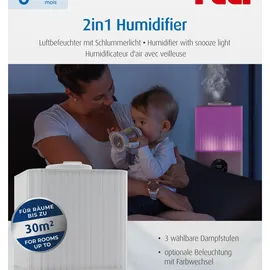 Reer 2in1 Humidifier Luftbefeuchter, Optimal fürs Kinderzimmer und Schlafzimmer, Ultraschall Luftbefeuchter, Kaltvernebler für die beste Luft im Zimmer deiner Liebsten