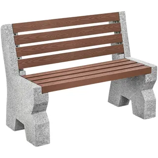 Dehner Granit-Gartenbank, 2-Sitzer, ca. B114/H75/T52 cm, Granit/WPC, grau/braun