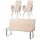 MCW Esszimmer-Set MCW-G55, 2er-Set Stuhl mit Armlehne+Sitzbank 180cm, Edelstahl gebürstet Stoff/Textil Chenille ~ creme