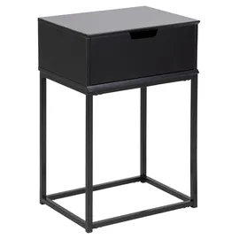AC Design Carryhome Nachtschrank, Schwarz, Holzwerkstoff, 1 Schubladen, 40x61.5x30 cm, Schlafzimmer, Nachttische