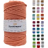 Sznurkomania, Geflochtene Baumwollkordel 5mm 100m, 46 Farben, Häkelkordel, Makramee Kordel, Makramee Garn, Premium Garn, Makramee Seil, (Lachs)