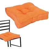 Rosixehird Sitzpolster Quadratisch, Gepolstertes Sitzkissen 40 X 40 cm, Dickes Stuhlkissen Waschbar, Stuhlpolster/Matratzenkissen Für Stühle, Bodenkissen Für Esszimmer/Küche/Terrasse/Stuhl, Orange