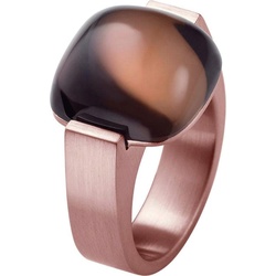 Xen, Ring, Ring mit 15x15mm großen Rauchquarz Cabochon rosè vergoldet, (53, Edelstahl)