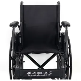 Mobiclinic Faltrollstuhl S220 mit klappbaren Fußstützen und Armlehnen schwarz