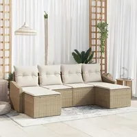 vidaXL Garten Essgruppe 6-tlg. Beige/Creme