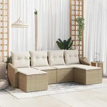 vidaXL Garten Essgruppe 6-tlg. Beige/Creme