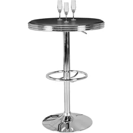 FineBuy Bartisch Ø 60 cm American Diner Schwarz / Alu Design Bistrotisch Stehtisch rund