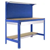 Simonrack Werkbank für Werkstatt, 910x610 mm, Lochwand und Schublade, Tragfähigkeit 400 kg, Blau)