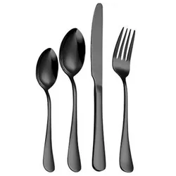 Besteck-Set Besteck Schwarz Spülmaschinenfest 24-Teilig, 6 Sets